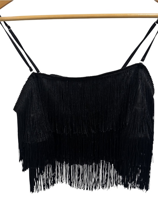 Intimately By Free People Tops - Free People Intimately Black Fringe Crop Cami Tank Top Size Large Boho Festival